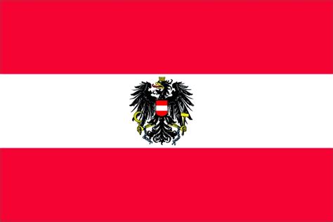 Flagge| Österreich mit Wappen (gleiche Größe)