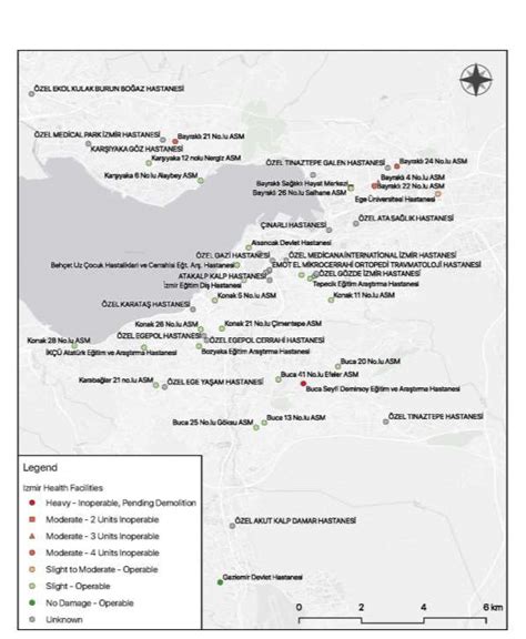 Izmir health facilities damage levels following the Aegean Earthquake... | Download Scientific ...