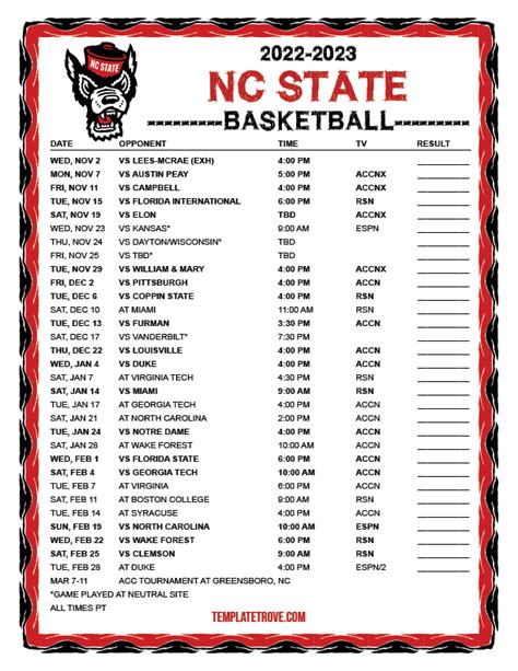 Nc State Men's Basketball Schedule 2024 - Donni Gaylene