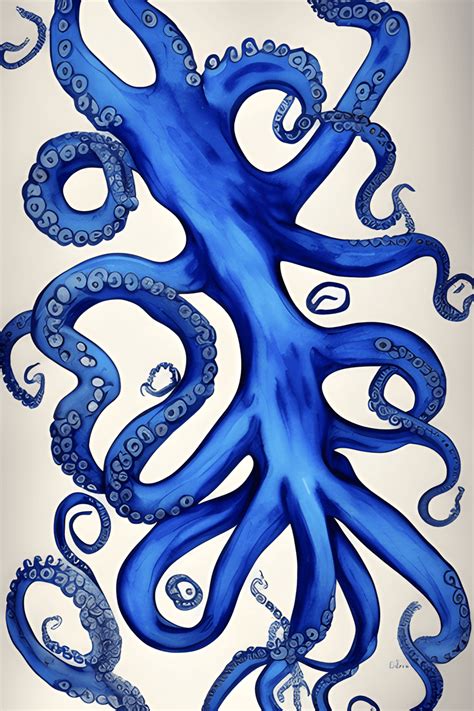 Blue Octopus Background Paintbrushed · Creative Fabrica