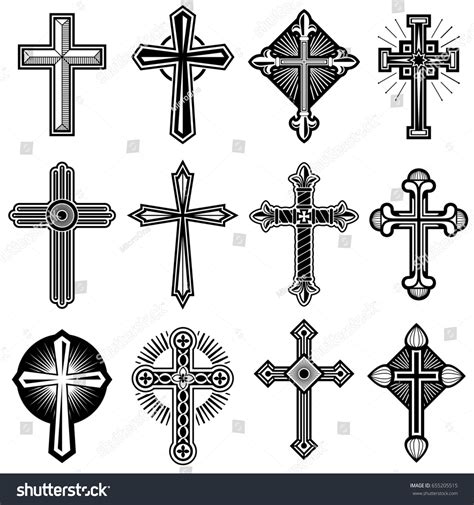 Cruz cristiana católica con iconos adornados.: ilustración de stock 655205515 | Shutterstock