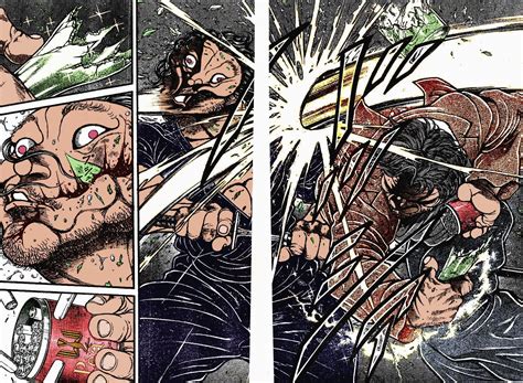 Colored panel from Motobe Vs Musashi fight : Grapplerbaki