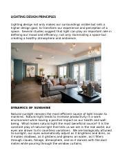 LIGHTING-DESIGN-PRINCIPLES.docx - LIGHTING DESIGN PRINCIPLES Lighting design not only makes our ...