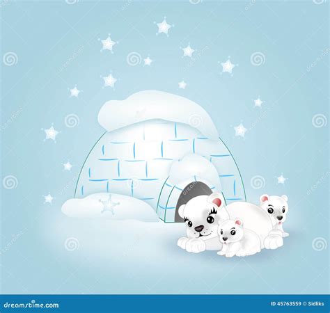 Polar Bear Family By Igloo Royalty-Free Stock Photography ...