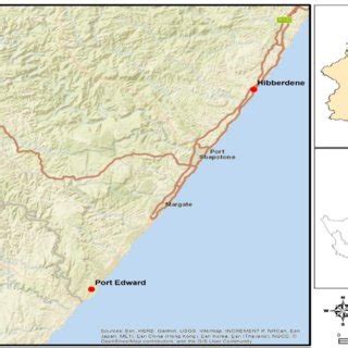 Map showing Port Edward and Hibberdene. Source: Authors. | Download Scientific Diagram