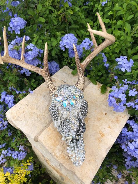 Rhinestone Deer Skull With Antlers Hand Set With Crystals - Etsy