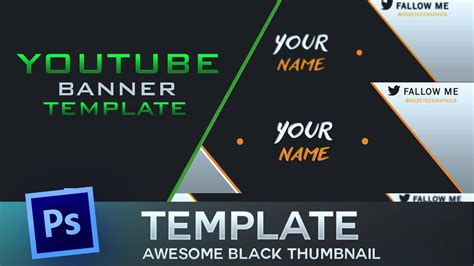 Free Youtube Thumbnail Template PSD (Black) - by Dara - YouTube