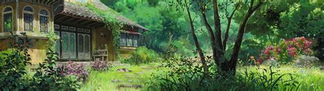 [3840x1080] Anime-Styled Nature Scene (from The Secret World of Arrietty) : r/multiwall