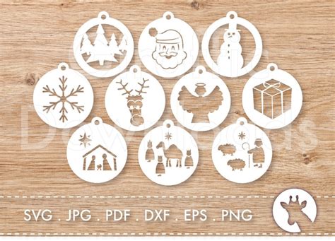 Christmas Ornaments SVG Bundle Downloadable Laser Cut Files - Etsy