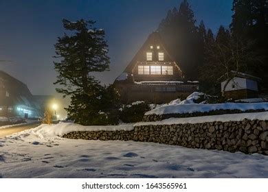 Night Winter Ainokura Village Gokayama Toyama Stock Photo (Edit Now ...