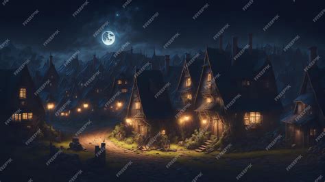 Premium AI Image | Imaginary Medieval City at Night