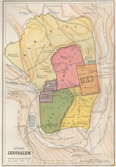 Map of Ancient Jerusalem By Phillips & Hunt 1886. - Gilai Collectibles