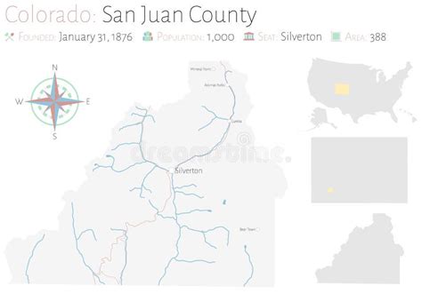 Map of San Juan County in Colorado Stock Vector - Illustration of ...