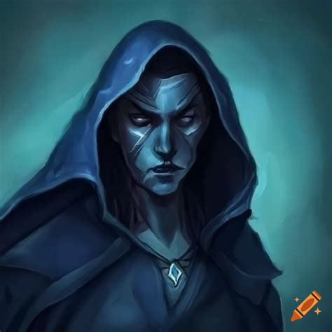 Realistic representation of a male elf character in a dark cloak with a scar on his face on Craiyon