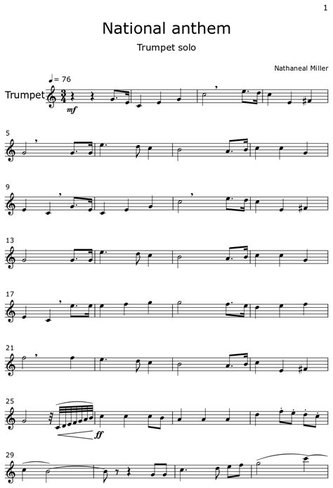 National anthem - Sheet music for Trumpet