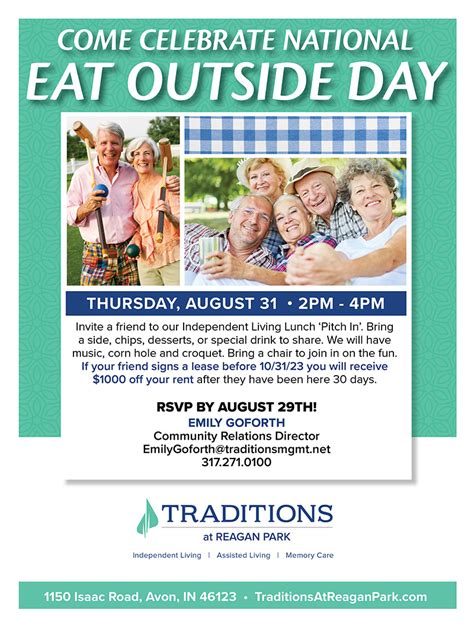 Come Celebrate National Eat Outside Day! - Traditions at Reagan Park