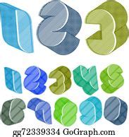 5 3D Futuristic Numbers Set With Lines Textures Clip Art | Royalty Free ...