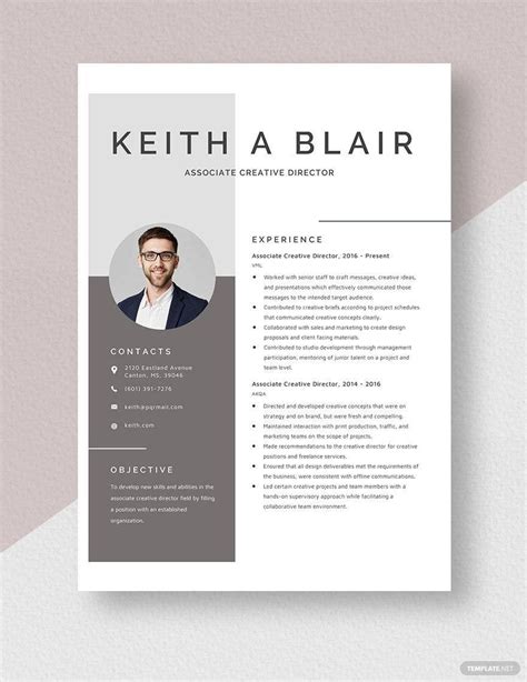 Associate Creative Director Resume in Pages, Word - Download | Template.net