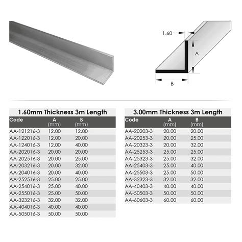 Geometric Aluminium Angle 3m (2 Thicknesses & 20 Sizes) | Online Tilers Store