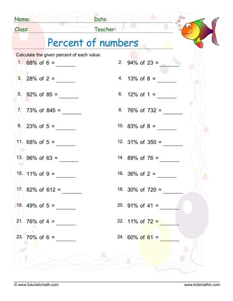 Math Percentage Worksheets