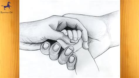 How to draw baby's hand in parent's hand || How to draw Holding Hands - YouTube