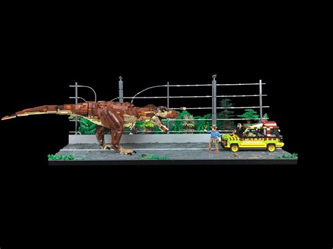 Giant Custom Lego T-Rex+Paddock Escape Scene! (detailed video link in comments) : r/JurassicPark