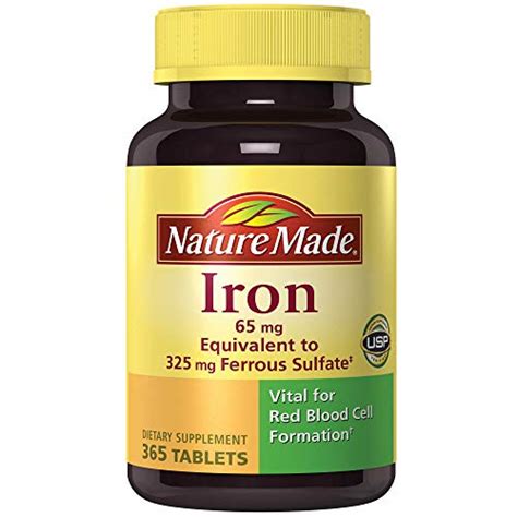 Nature Made Iron 65 mg (from Ferrous Sulfate) Tablets, 180 Count (Packaging May Vary) - Buy ...