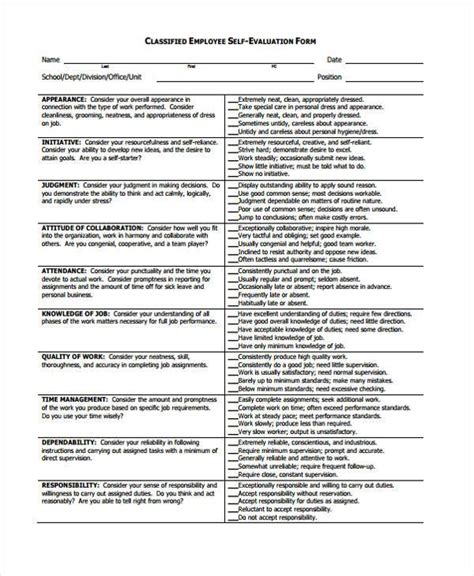 FREE 12+ Employee Self-Evaluation Form Samples, PDF, MS Word, Google Docs, Excel