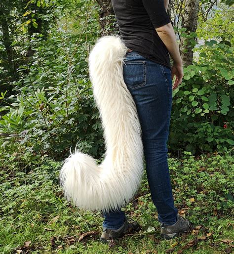 Fluffy Ivory Cat Costume Tail | Etsy