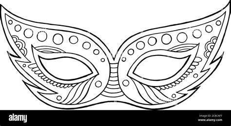 Mardi Gras mask - outline isolated element. Coloring page for adults. Vector illustration Stock ...