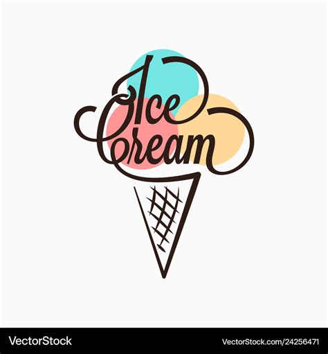 Ice cream in waffle cone logo ice cream cone Vector Image