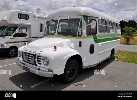 Vintage Bedford school bus shape. Used as motorhome camper van. Omaka ...