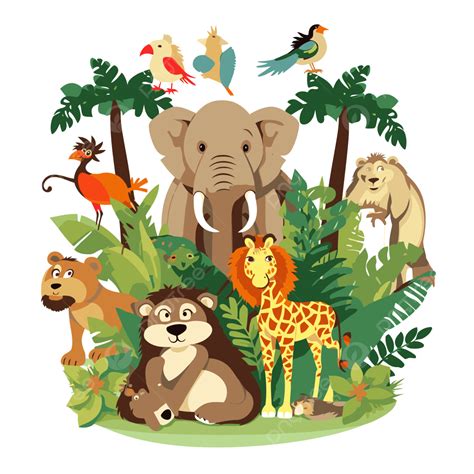 Free Jungle Animal Clipart Vector Wildlife Cartoon Of Animals In The Jungle, Animals Clipart ...