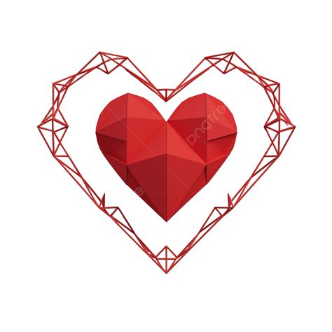 Red Heart In Geometric Frame, Heart, Red, Love PNG Transparent Image and Clipart for Free Download