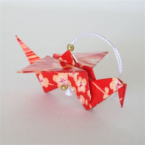 Items similar to Red Origami Crane Ornament on Etsy