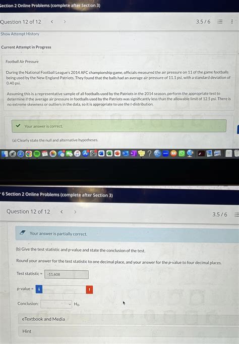 Solved Football Air Pressure During the National Football | Chegg.com