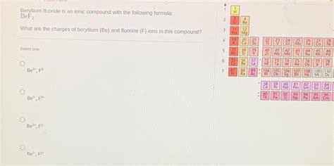 [Solved] Beryllium fluoride is an ionic compound with the following ...