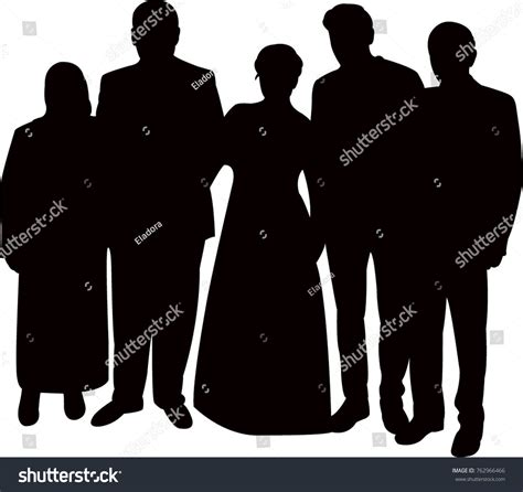 Big Family Portrait Silhouette Vector Stock Vector (Royalty Free ...