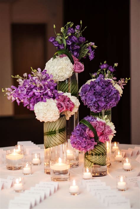 White and Purple Centerpieces | Jayd Gardina Photography | Theknot.com Purple Wedding ...