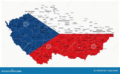 Czech Republic Map Coloured by National Flag Stock Vector ...