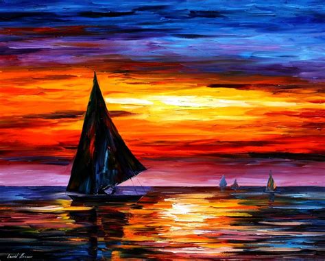 AWAY FROM THE SUNSET — PALETTE KNIFE Oil Painting On Canvas From Art ...