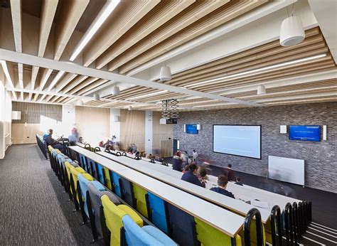 Main Lecture Theatres No. 1,2,& 3: Lambri acoustic timber slotted panelling in Blond Ash finish ...