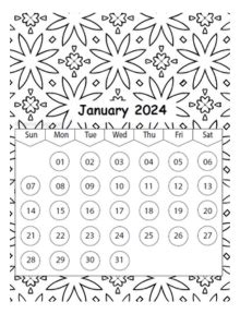 2024 Colorable Printable Calendar - Elfie Helaina