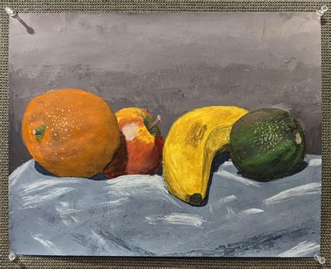 Acrylic still life of some fruit by me : r/painting