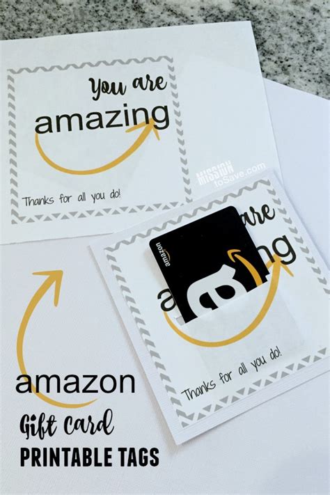 Amazon Gift Card Printable - Perfect for Teacher Gifts - Mission: to Save