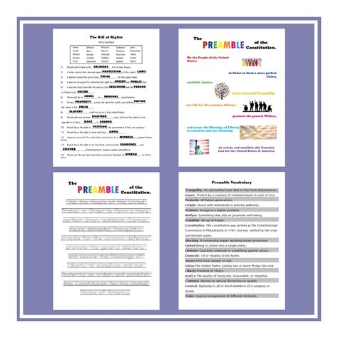 Bill of Rights & Preamble Worksheets - Etsy