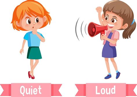 Opposite English Words quiet and loud 7190448 Vector Art at Vecteezy