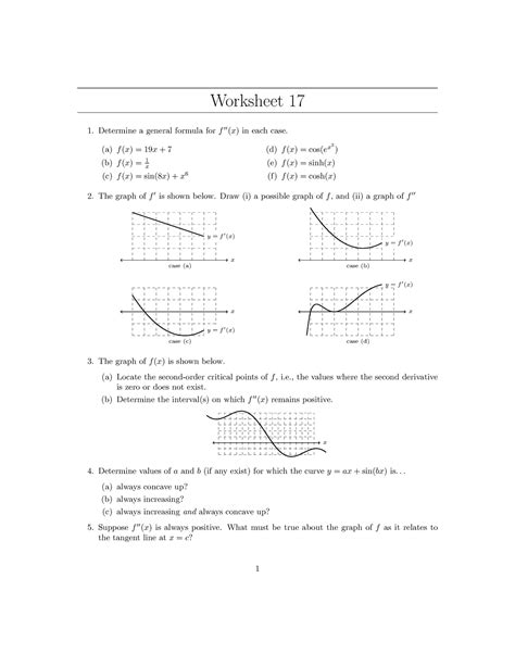 Derivative graph analysis for trig functions. - Worksheet 17 Determine a general formula forf ...