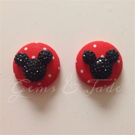 Mickey button earrings by GemsAndJade on Etsy