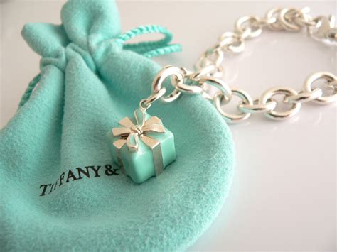 Home › Tiffany & Co Silver Blue Enamel Gift Box Bracelet Bangle Charm Clasp Gift Pouch